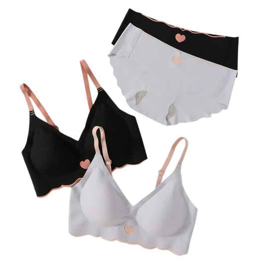 Women's UnderWired Full Cup Lace Multiway Bra with Matching Panty (Set of 4)