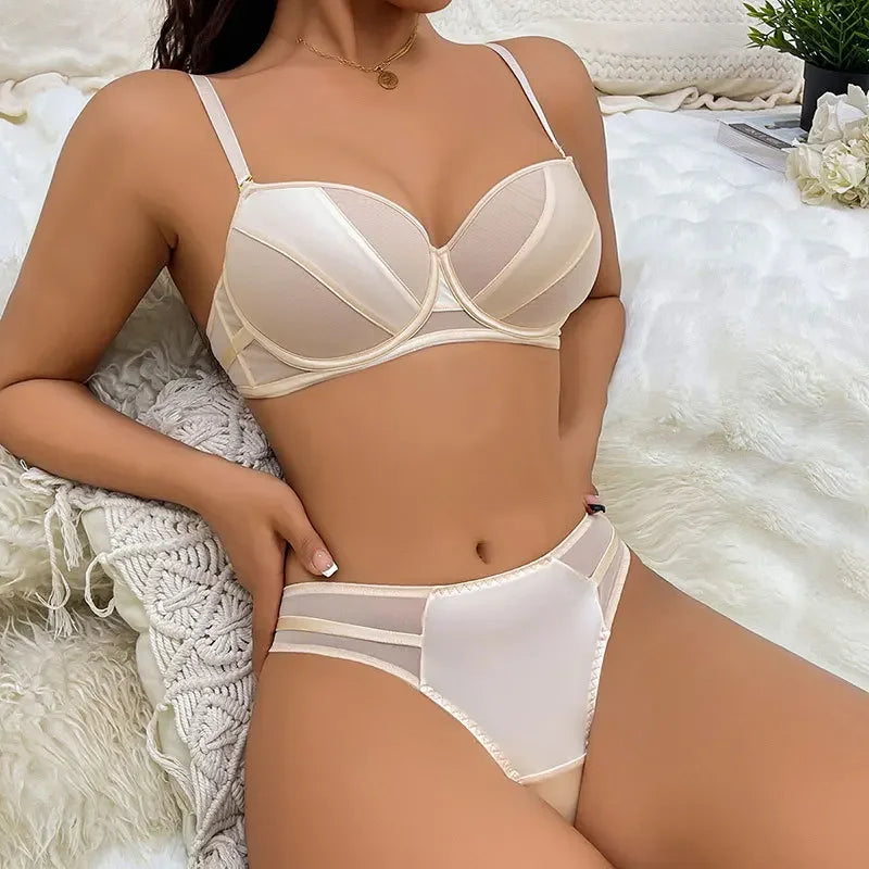 Women's UnderWired Full Cup Lace Multiway Bra with Matching Panty (Set of 4)