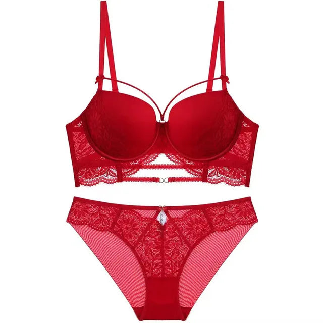 Women's UnderWired Full Cup Lace Multiway Bra with Matching Panty (Set of 4)