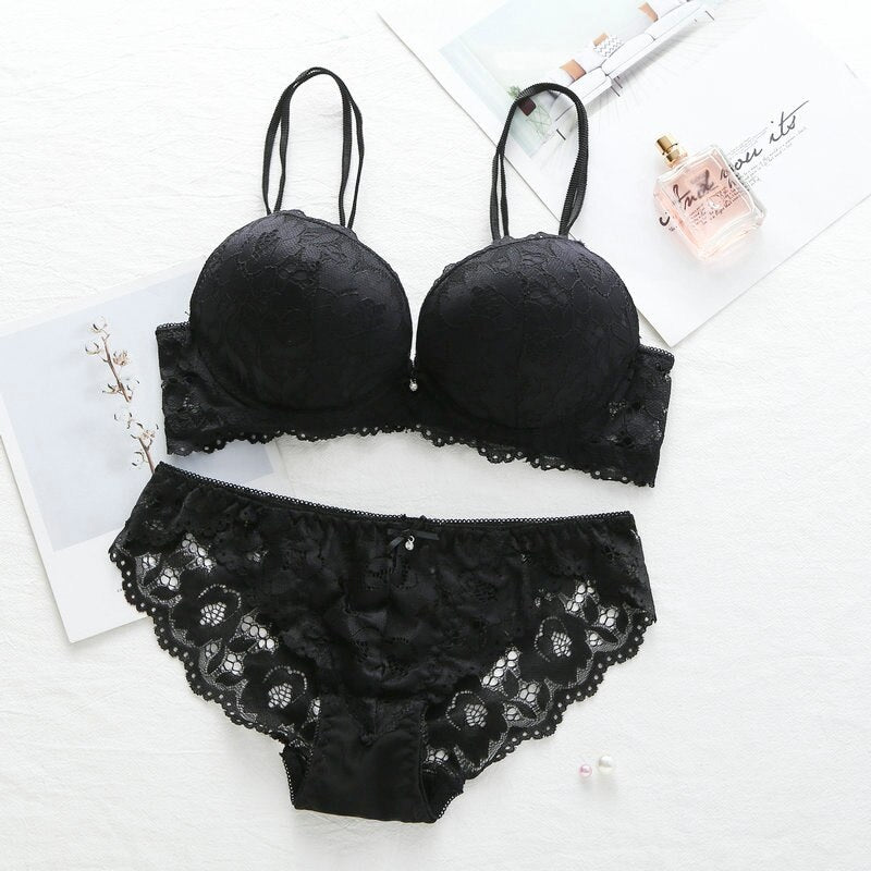Women's UnderWired Full Cup Lace Multiway Bra with Matching Panty (Set of 4)