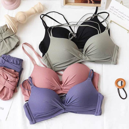 Women's UnderWired Full Cup Lace Multiway Bra with Matching Panty (Set of 4)