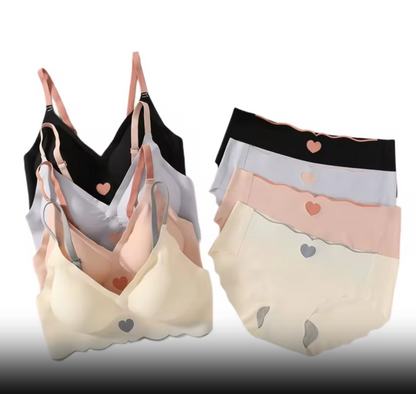Women's UnderWired Full Cup Lace Multiway Bra with Matching Panty (Set of 4)