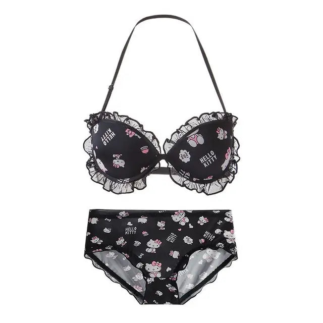 Women's UnderWired Full Cup Lace Multiway Bra with Matching Panty (Set of 4)