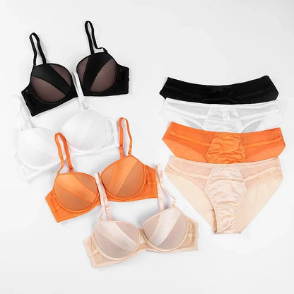 Women's UnderWired Full Cup Lace Multiway Bra with Matching Panty (Set of 4)