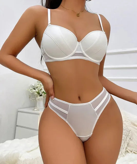 Women's UnderWired Full Cup Lace Multiway Bra with Matching Panty (Set of 4)