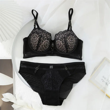 Women's UnderWired Full Cup Lace Multiway Bra with Matching Panty (Set of 4)