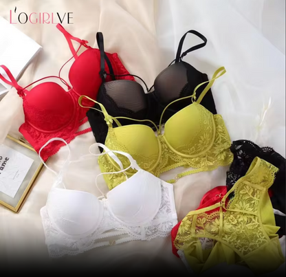 Women's UnderWired Full Cup Lace Multiway Bra with Matching Panty (Set of 4)