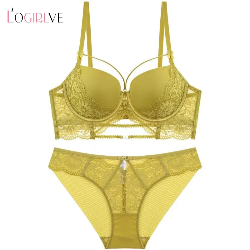 Women's UnderWired Full Cup Lace Multiway Bra with Matching Panty (Set of 4)