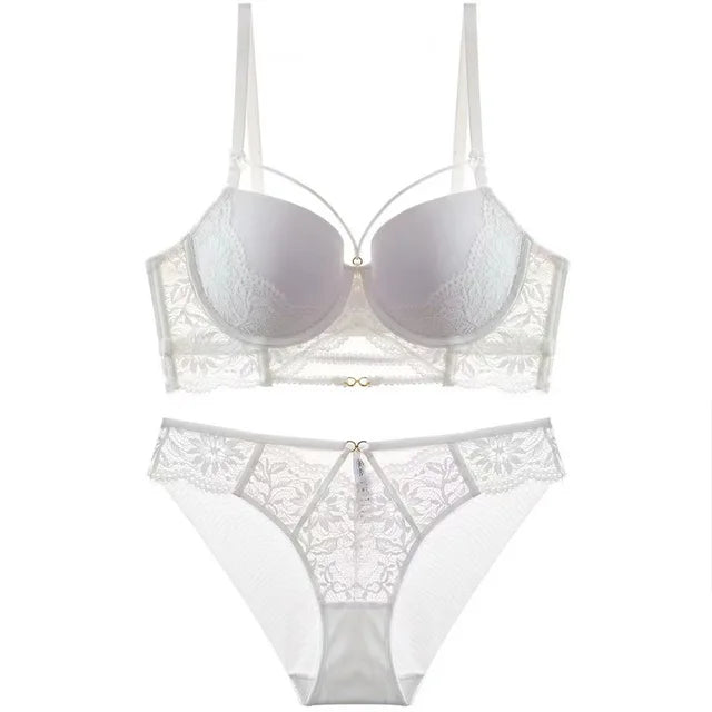 Women's UnderWired Full Cup Lace Multiway Bra with Matching Panty (Set of 4)