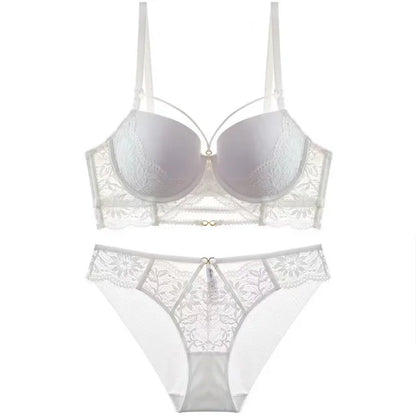 Women's UnderWired Full Cup Lace Multiway Bra with Matching Panty (Set of 4)