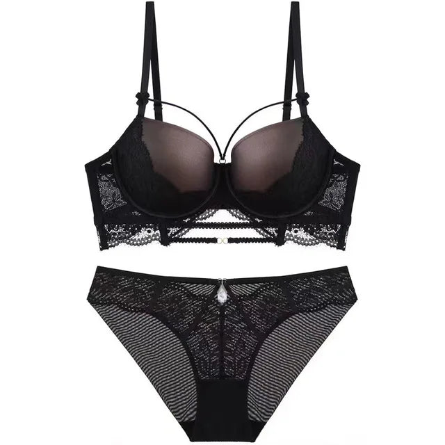 Women's UnderWired Full Cup Lace Multiway Bra with Matching Panty (Set of 4)