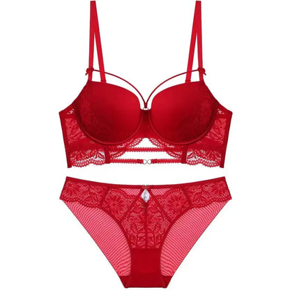 Women's UnderWired Full Cup Lace Multiway Bra with Matching Panty (Set of 4)