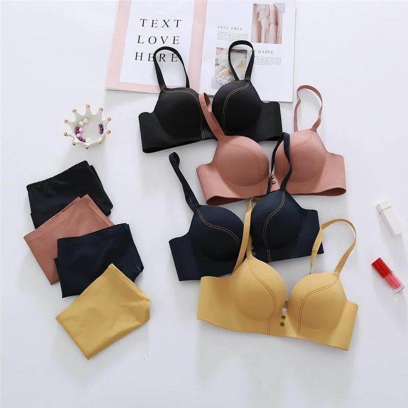 Women's UnderWired Full Cup Lace Multiway Bra with Matching Panty (Set of 4)
