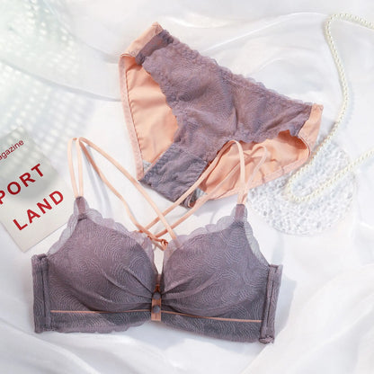 Women's UnderWired Full Cup Lace Multiway Bra with Matching Panty (Set of 4)