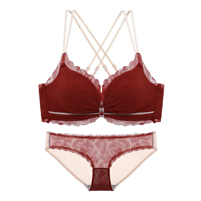 Women's UnderWired Full Cup Lace Multiway Bra with Matching Panty (Set of 4)
