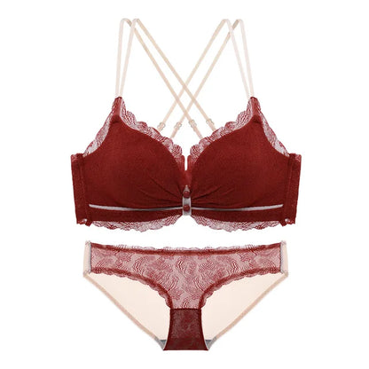 Women's UnderWired Full Cup Lace Multiway Bra with Matching Panty (Set of 4)