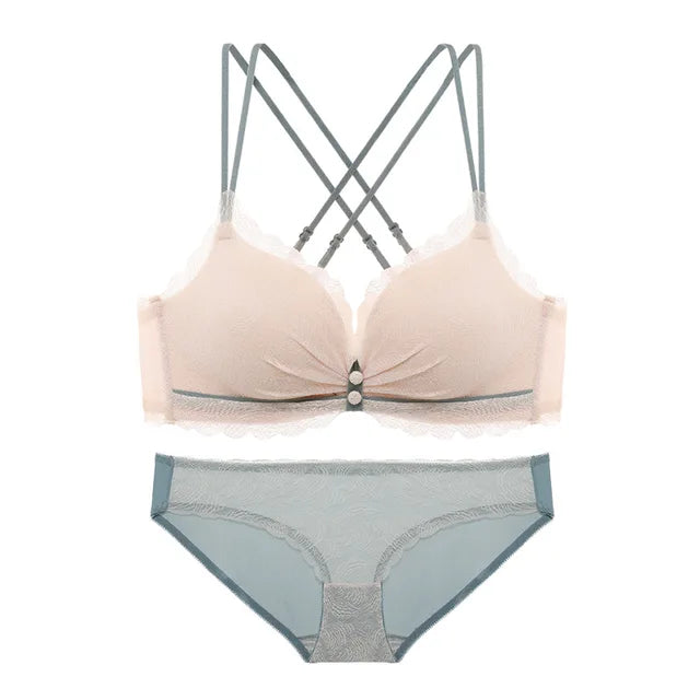 Women's UnderWired Full Cup Lace Multiway Bra with Matching Panty (Set of 4)