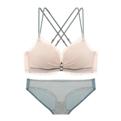 Women's UnderWired Full Cup Lace Multiway Bra with Matching Panty (Set of 4)