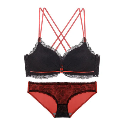 Women's UnderWired Full Cup Lace Multiway Bra with Matching Panty (Set of 4)