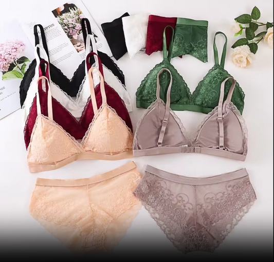 Women's UnderWired Full Cup Lace Multiway Bra with Matching Panty (Set of 6)