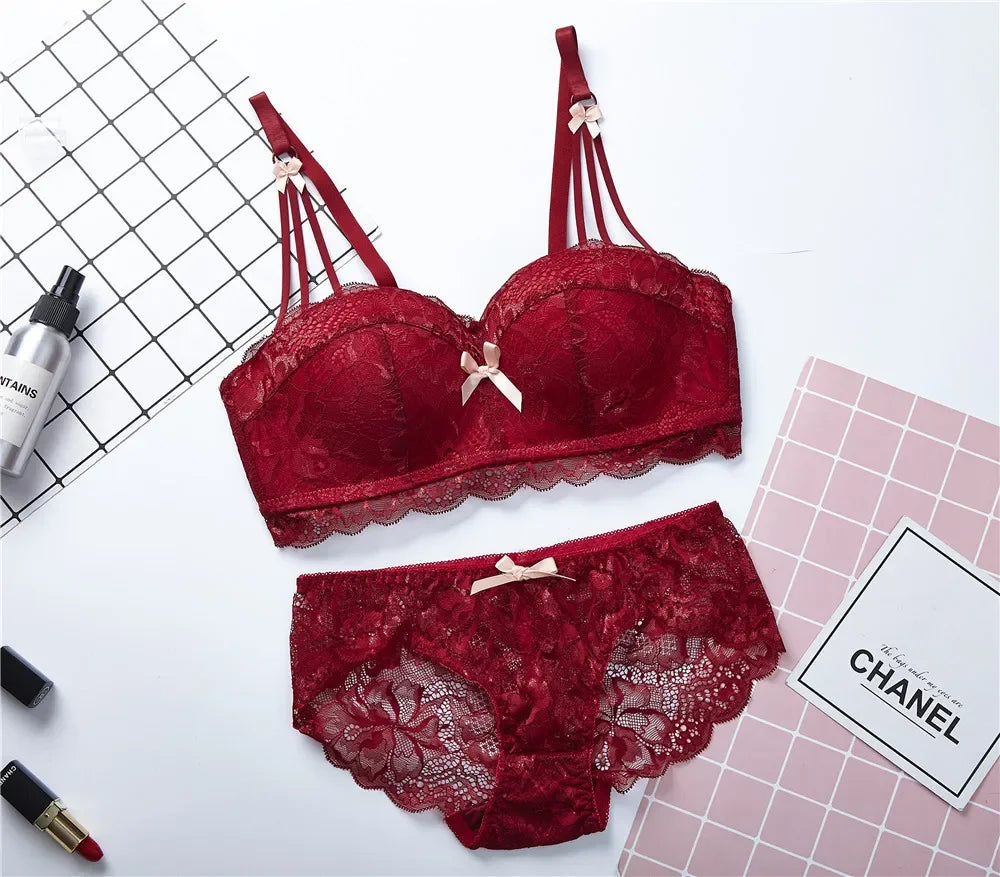 Women's UnderWired Full Cup Lace Multiway Bra with Matching Panty (Set of 6)