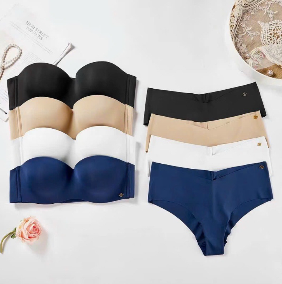 Women's UnderWired Full Cup Lace Multiway Bra with Matching Panty (Set of 4)