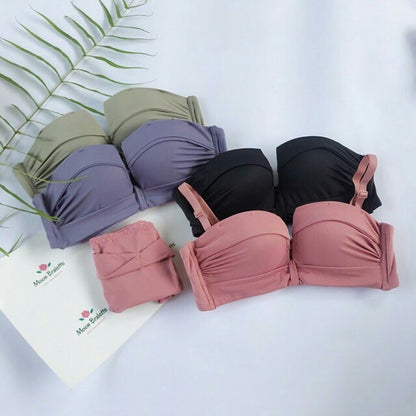 Women's UnderWired Full Cup Lace Multiway Bra with Matching Panty (Set of 4)