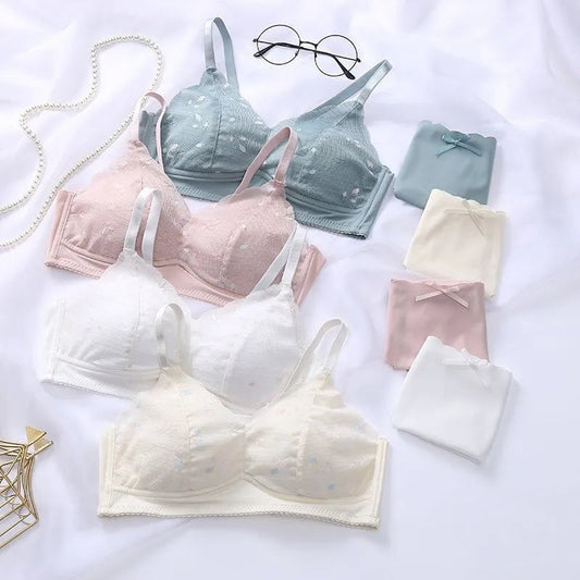 Women's UnderWired Full Cup Lace Multiway Bra with Matching Panty (Set of 4)