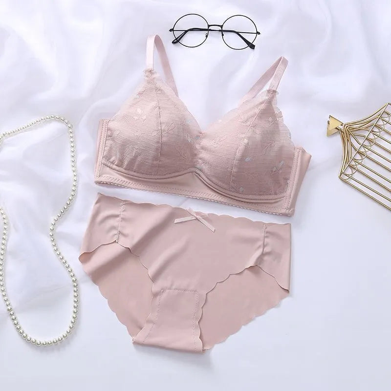 Women's UnderWired Full Cup Lace Multiway Bra with Matching Panty (Set of 4)