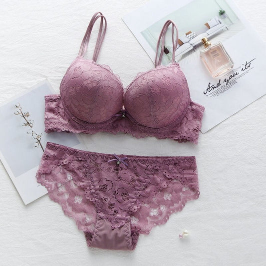 Women's UnderWired Full Cup Lace Multiway Bra with Matching Panty (Set of 4)