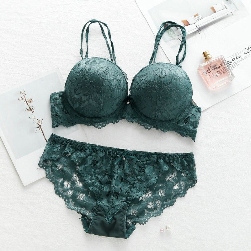 Women's UnderWired Full Cup Lace Multiway Bra with Matching Panty (Set of 4)