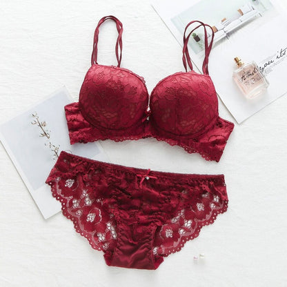 Women's UnderWired Full Cup Lace Multiway Bra with Matching Panty (Set of 4)