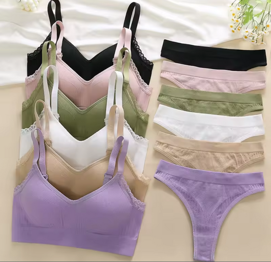 Women's UnderWired Full Cup Lace Multiway Bra with Matching Panty (Set of 6)
