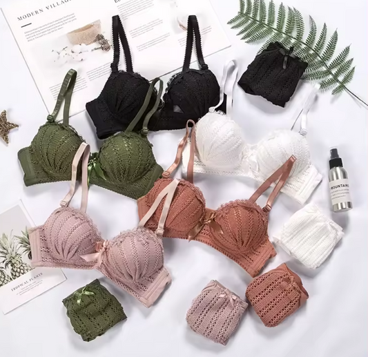 Women's UnderWired Full Cup Lace Multiway Bra with Matching Panty (Set of 6)