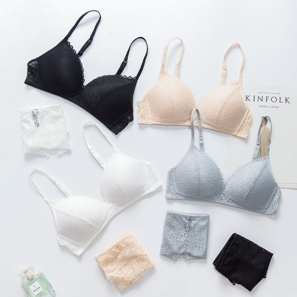 Women's UnderWired Full Cup Lace Multiway Bra with Matching Panty (Set of 4)